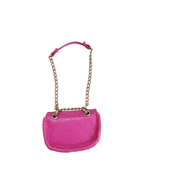 Zuru Mini Brands Pink Quilted Gold Chain Strap Shoulder Bag Faux Leather Bag - Picture 3 of 3